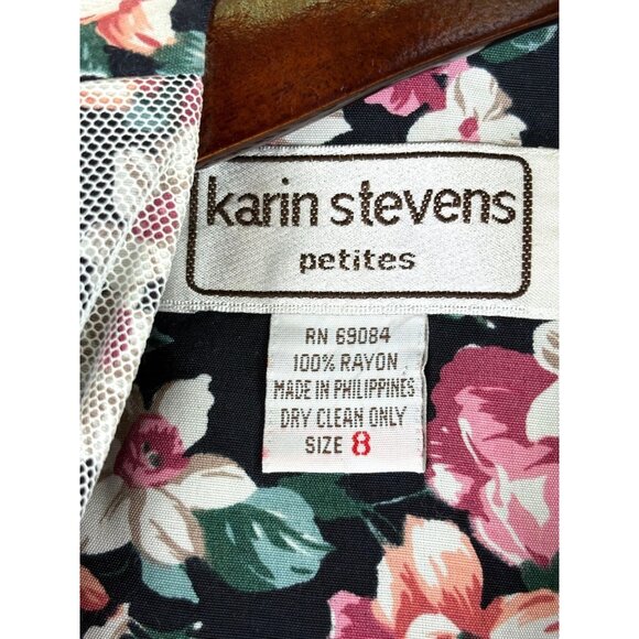 VTG Cottage Karin Stevens Lace collar Floral Button Front Dress, Women's Size 8 - Picture 6 of 12